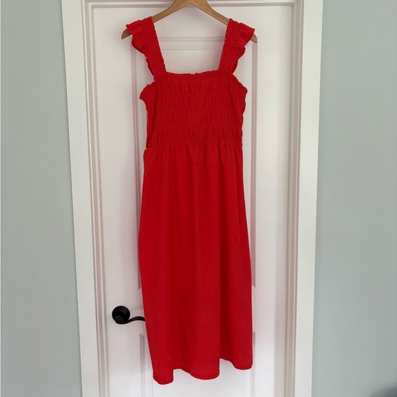 Old Navy Fit & Flare Lightweight Smocked Midi Dress L - Picture 3 of 8
